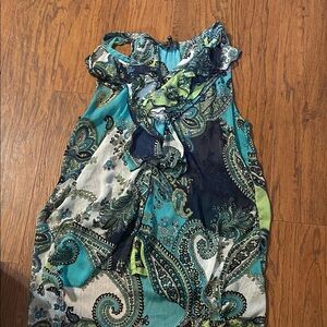 Paisley Sleeveless Top in Blue and Green